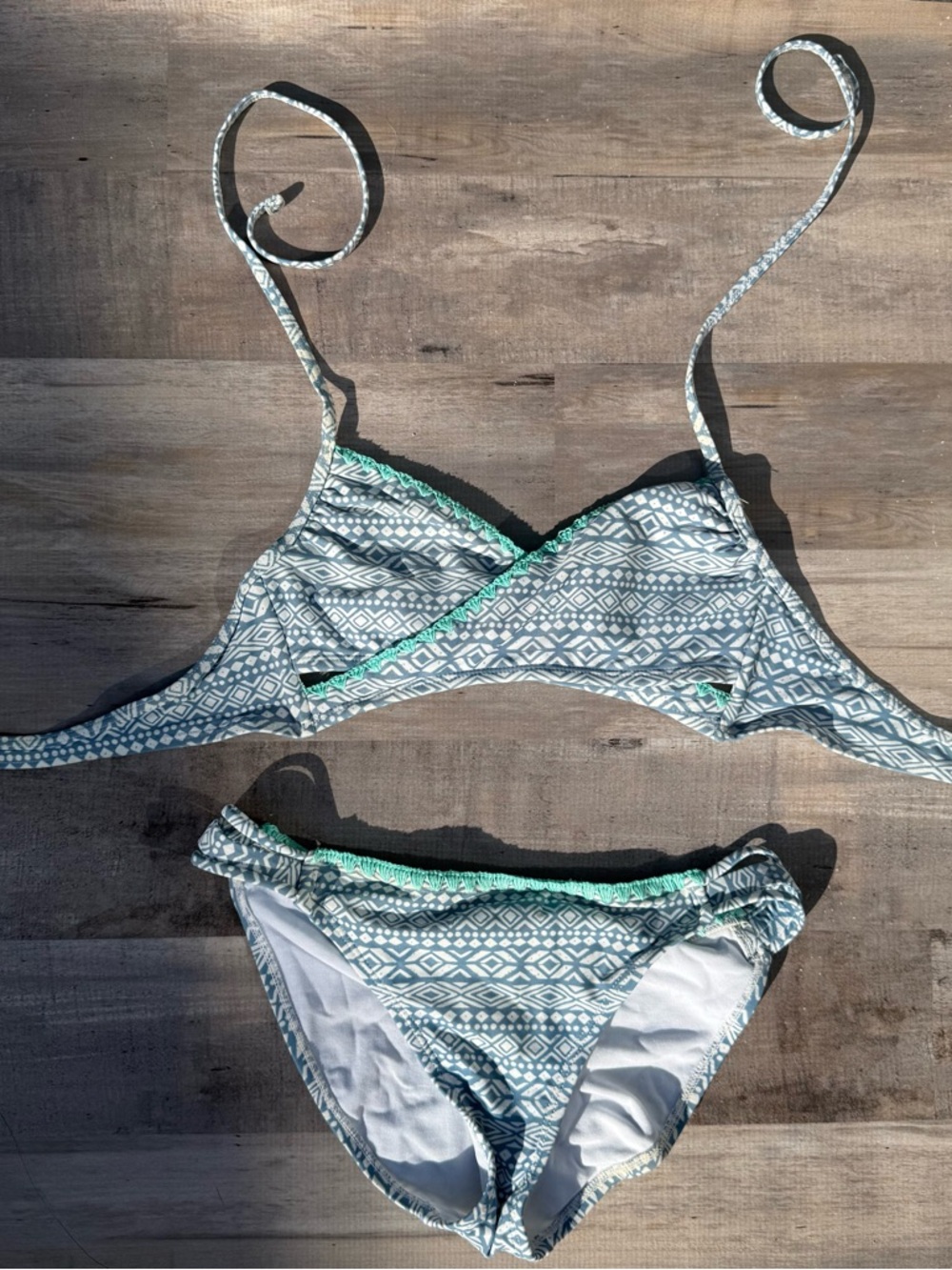 True Craft Light Green Patterned Two-Piece Bikini